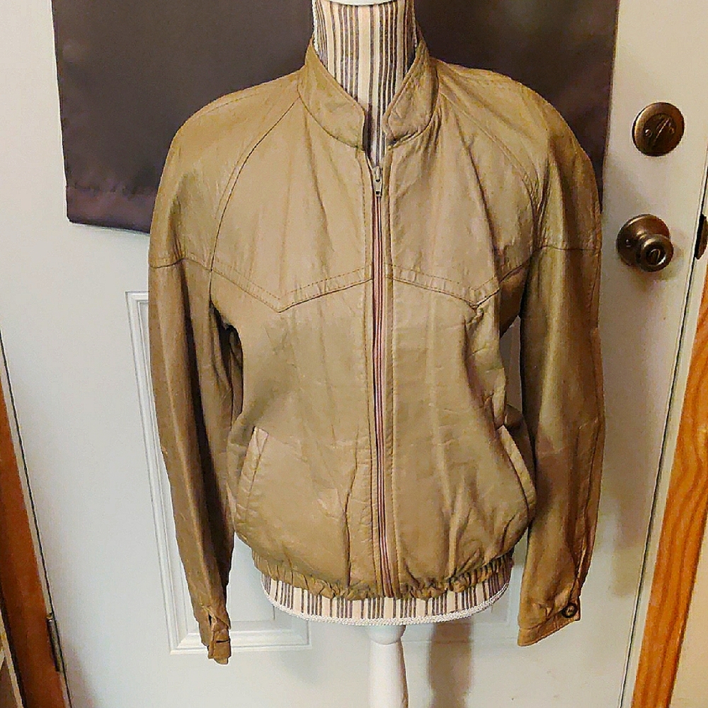 Glen Point Tan Bomber Jacket